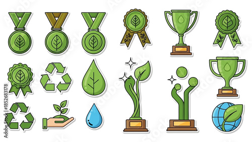 Eco-Friendly Awards and Sustainability Icons Collection
