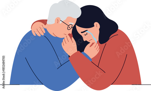 Two People Embracing Comforting Each Other Sadness Tears