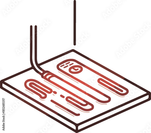 Warm Floor Heating System with Thermostat Vector Illustration