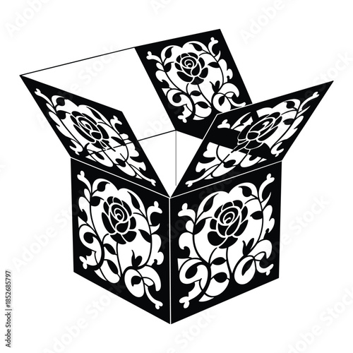Black and white floral gift box