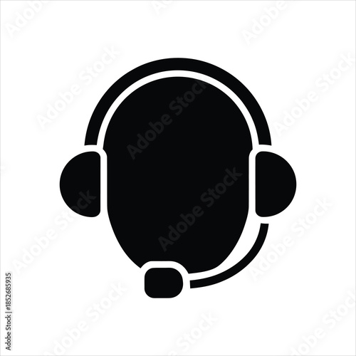 Headset Icon – Vector Silhouette Call Center and Customer Support Symbol