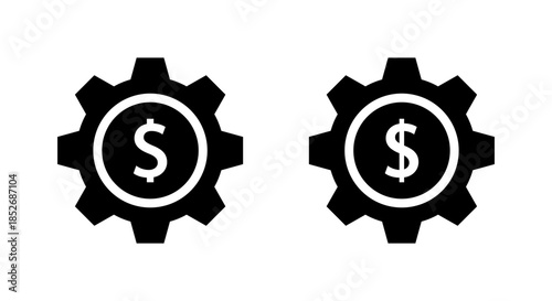 Money gear icon. Financial settings, cost management, and business system symbol