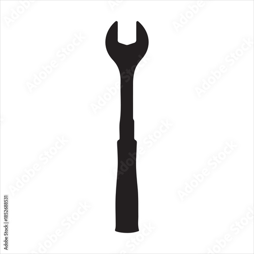 Simple black wrench icon, Labor Day wrench silhouette design symbolizing hard work and industry  vector illustration
