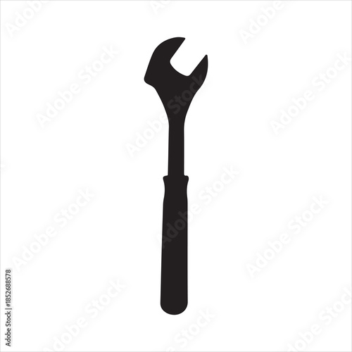 Simple black wrench icon, Labor Day wrench silhouette design symbolizing hard work and industry  vector illustration
