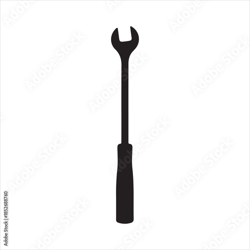 Simple black wrench icon, Labor Day wrench silhouette design symbolizing hard work and industry  vector illustration
