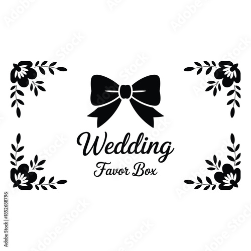 Wedding favor box with bow and flowers