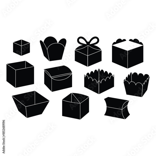 Collection of gift boxes and containers