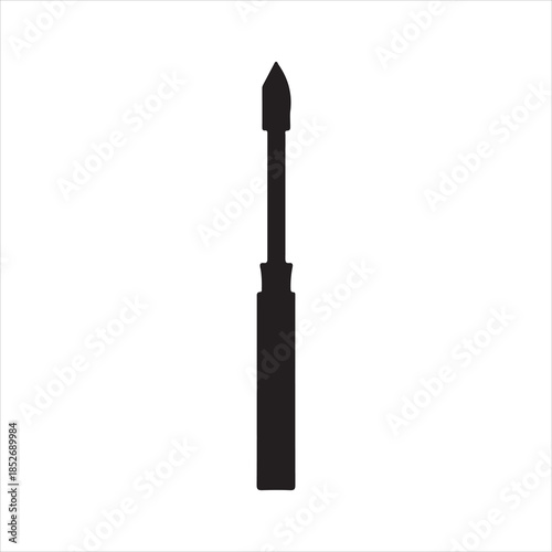 A black and white silhouette of a screwdriver, Vector illustration of black and white icon or silhouette of a flathead screwdriver isolated design