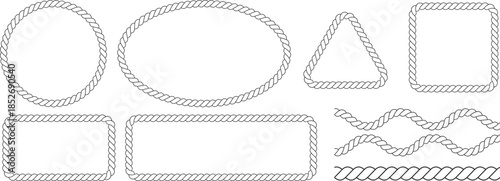 Versatile set of rope-style borders and elements: nautical and rustic design assets