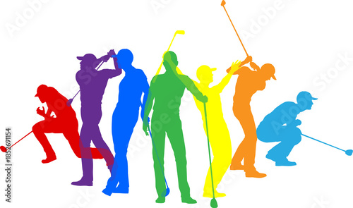 Silhouette golf player set....