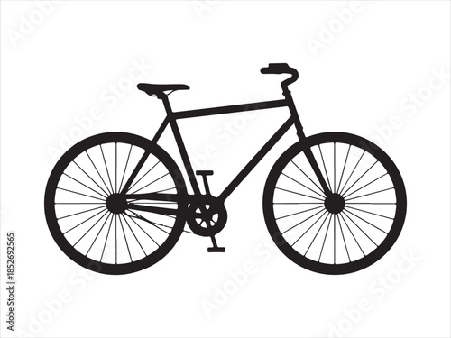 A silhouette of a road bicycle with drop handlebars and thin tires against on vector illustration