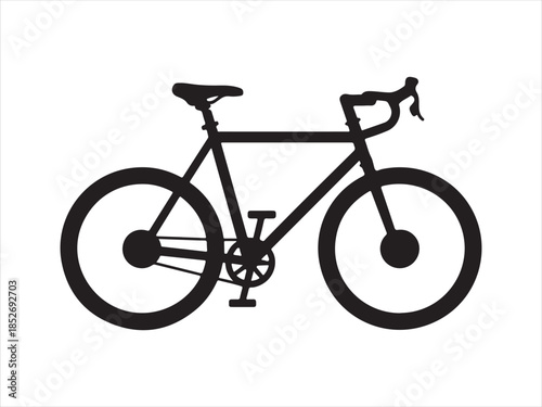 A silhouette of a road bicycle with drop handlebars and thin tires against on vector illustration