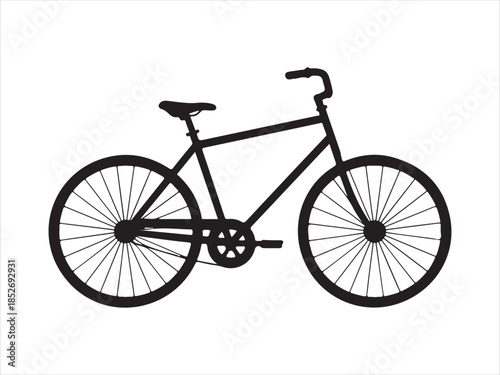 A silhouette of a road bicycle with drop handlebars and thin tires against on vector illustration