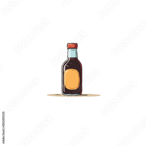 Stylized sauce bottle illustration offering clean design food condiment product concept showcasing