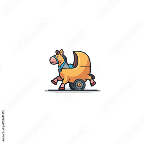 Whimsical horsey ride a charming cartoon illustration evoking childhood fun and playful
