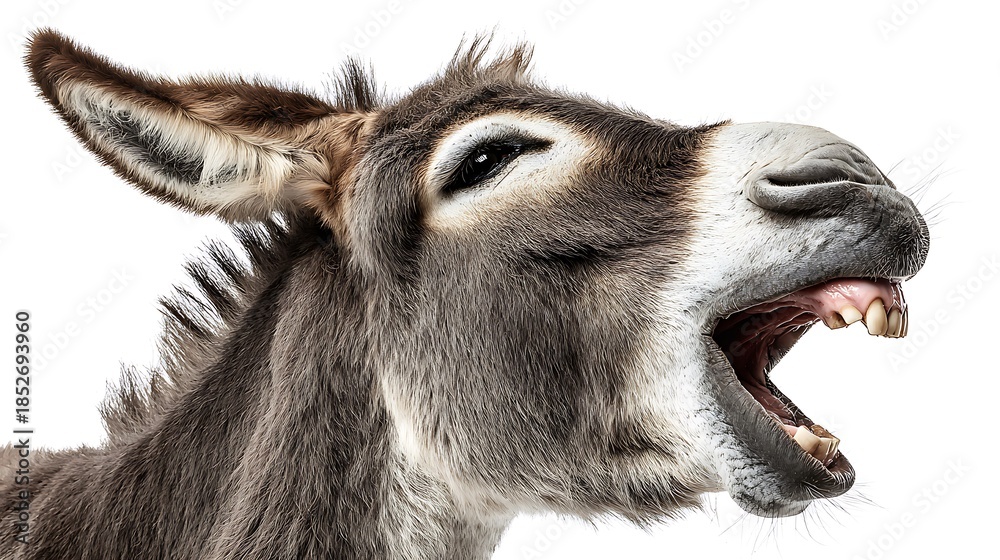 Naklejka premium Funny donkey head portrait isolated on the white background