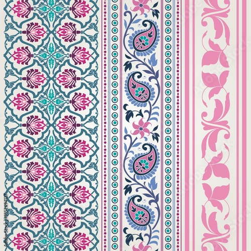 wedding card design, traditional paisley floral pattern , royal India	