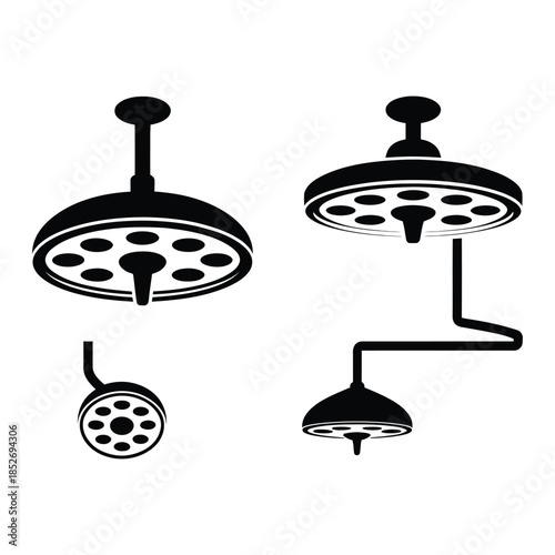Operation theater lamp Vector, Silhouette, Illustration