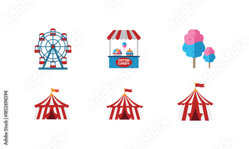 Fair Carnival set bundle icon design vector