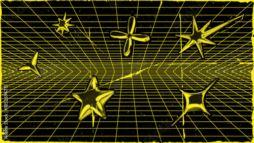 3D wireframe perspective grid room template design vector illustration background. Empty three dimensional virtual room perspective wireframe grid geometric sketch. Cyber virtual line interior frame