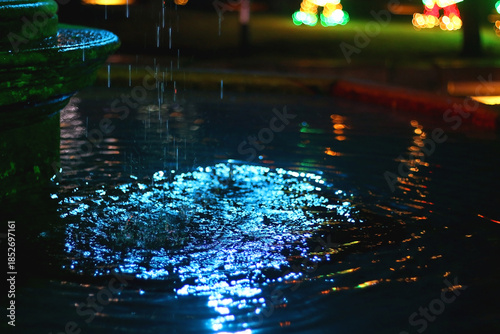 Colorful Christmas lights and decorations in park Dardin in Split, Croatia. December night in the park.