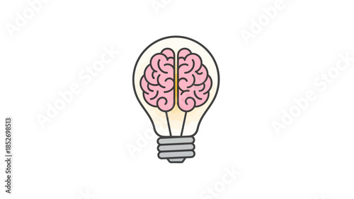 Brain Inside Light Bulb Illustration.