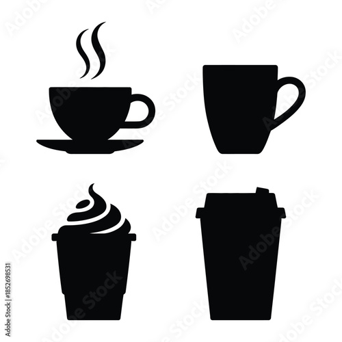 Coffee Drinks Vector, Silhouette, Illustration