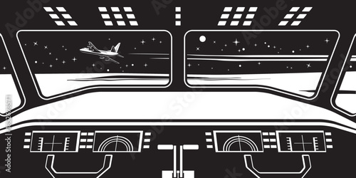 View to the sky from the cockpit of the plane – vector illustration