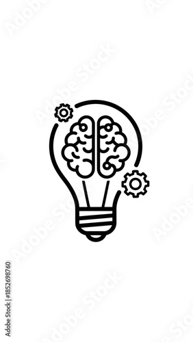 Light Bulb with Brain Inside Illustration.