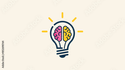 Light Bulb with Brain Inside Symbolizing Creativity.