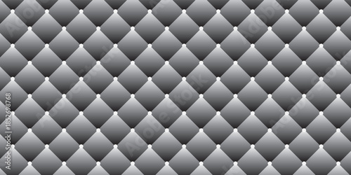 Seamless black diamond stitched leather vector texture.