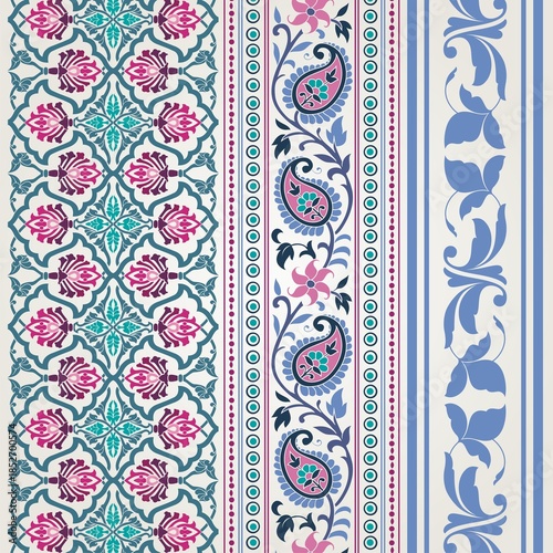 wedding card design, traditional paisley floral pattern , royal India	