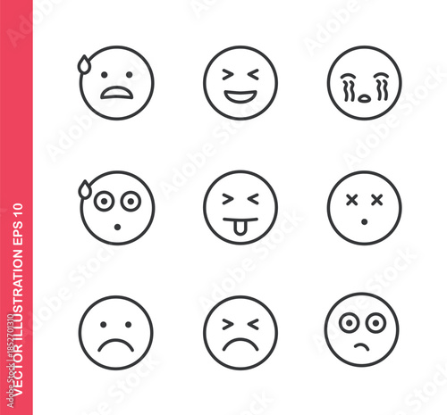 Emoji icon. Outline icons collection. Editable stroke.
