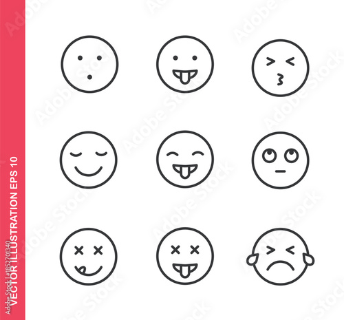 Emoji icon. Outline icons collection. Editable stroke.