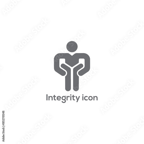 Integrity Icon with Abstract Person Holding Hand on Heart, Symbol of Honesty, Trust, Ethical Values, Minimal Vector Design Concept

