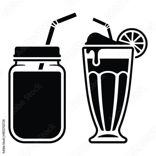 Smoothie & Shake Drink Vector, Silhouette, Illustration
