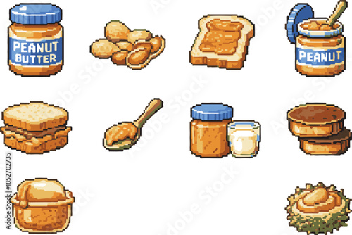 peanut butters 1 with pixel art, eps 10 illustration