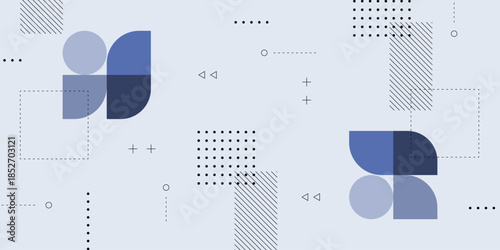 Dynamic Abstract Background with Memphis Retro Hipster Element and Soft Pastel Blue Flat Colors