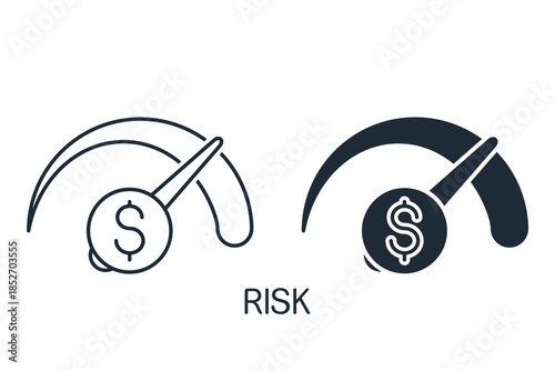 Financial growth and investment risk. Dangerous deal. Vector linear icon isolated on white background.
