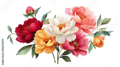 Watercolor Style Colorful Flower Illustration