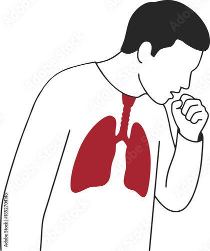 Illustration of a person coughing with lungs highlighted