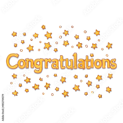 congratulations text with stars isolated vector illustration