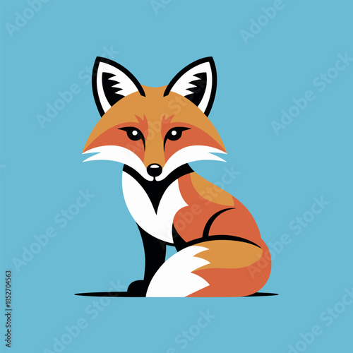 Stylized red fox sitting illustration for forest wildlife and nature brand identity