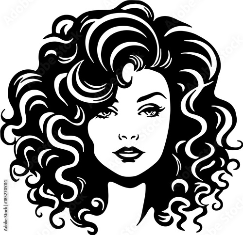 woman with long hair black silhouette illlustration design 