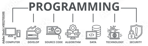 Programming banner web icon vector illustration concept