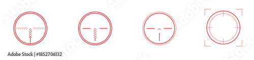 Red crosshair flat symbols collection on white
