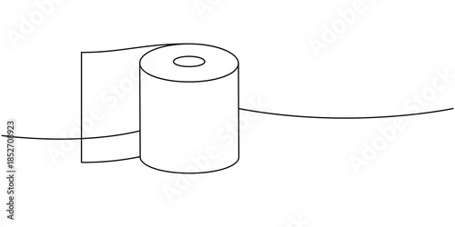 Paper wipe one line continuous drawing. Soft roll. Vector illustration