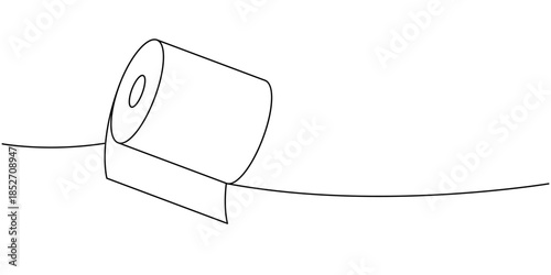 Hygiene paper roll one line continuous drawing. Paper napkin. Vector illustration