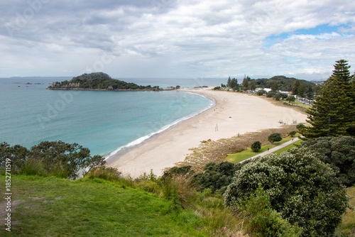 White sandy beach in Tauranga, New Zealand