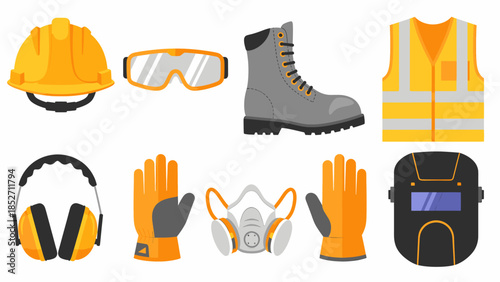 Essential Safety Gear Collection Comprehensive Personal Protective Equipment Vector Set for Workplace Safety